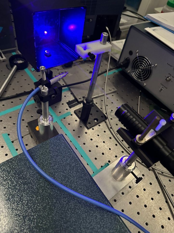 Fibre-coupled excitation and collection optics