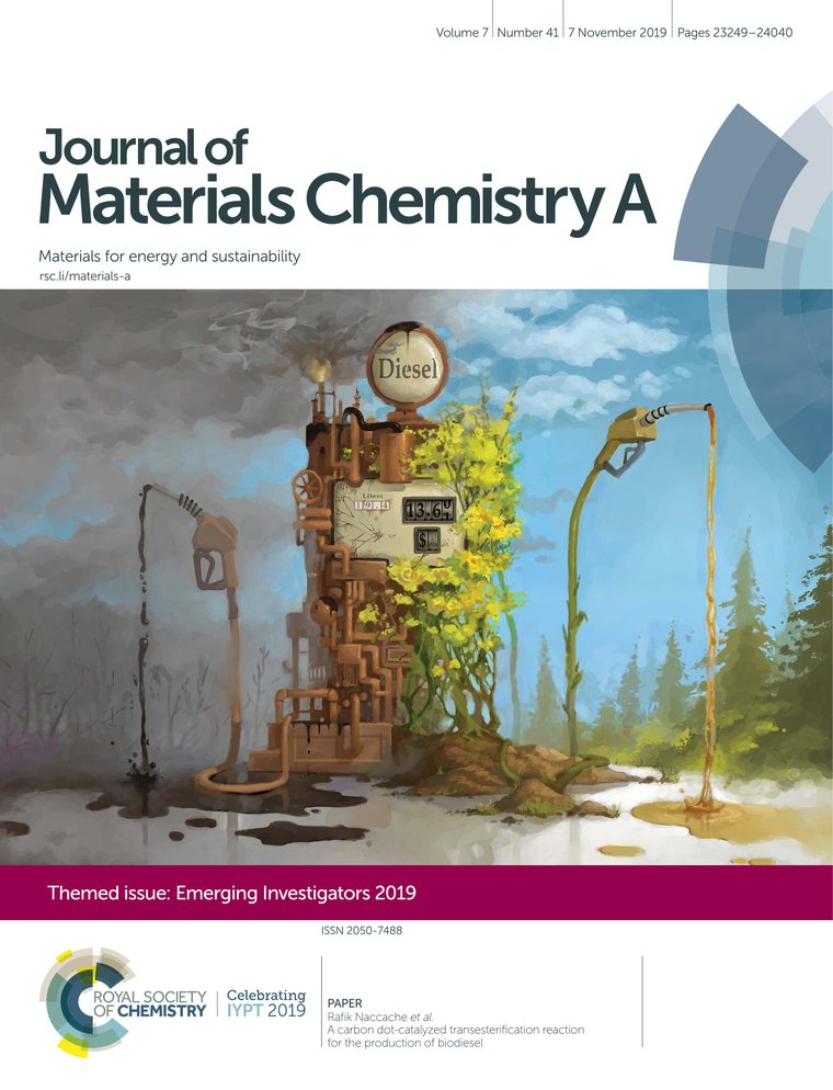 Cover of Journal of Materials Chemistry A, Vol. 7, Issue 41 (2019), featuring our work on carbon dot-catalysed biodiesel production